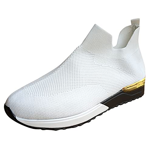 Damen Slip on Sneakers Atmungsaktiv Sportschuhe Ohne SchnüRsenkel Laufschuhe Mesh Walkingschuhe Leichte Stoffschuhe Schlupfschuhe Bequem Joggingschuhe Fitness Schuhe Outdoorschuhe