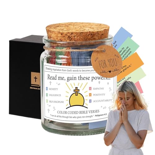 Buntes Papier-Bibelglas, inspirierendes, buntes Notizbuchglas – christliches Gebet, inspirierendes, buntes Notizbuchglas, durchdachte Dekoration
