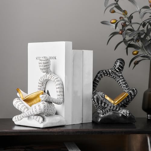 Dekorative Buchstützen für Schwere Bücher, Harzig Leser Skulptur Bücherstütze für Regale Deko, Bücherstützen, Moderne Bücherstützen Bücherregal Dekoration，Reader Bookend