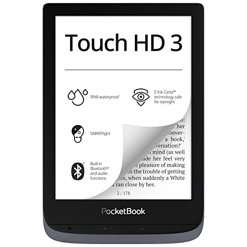 PocketBook e-Book Reader 'Touch HD 3' (16 GB Speicher; 15,24 cm (6 Zoll) E-Ink Carta Display; SMARTlight; Wi-Fi; Bluetooth) in Silbergrau