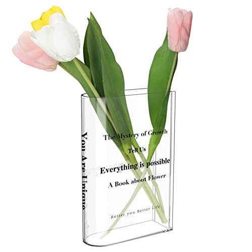 Die Vase, Klare Buchvase, Acryl-Büchervase,Book Vase,Transparente Vase Für Blumen, Transparente Buchvase für Blumen Schlafzimmer Tischdeko Wohnzimmer Büro