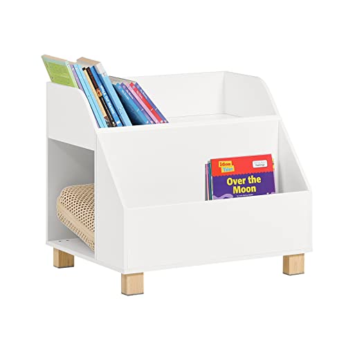 SoBuy KMB54-W Kinderregal mit 3 Fächern Spielzeugregal Bücherregal Kinder Aufbewahrungsregal für Kinder Standregal mit Massivholzbeine weiß BHT ca.: 60x53x48cm