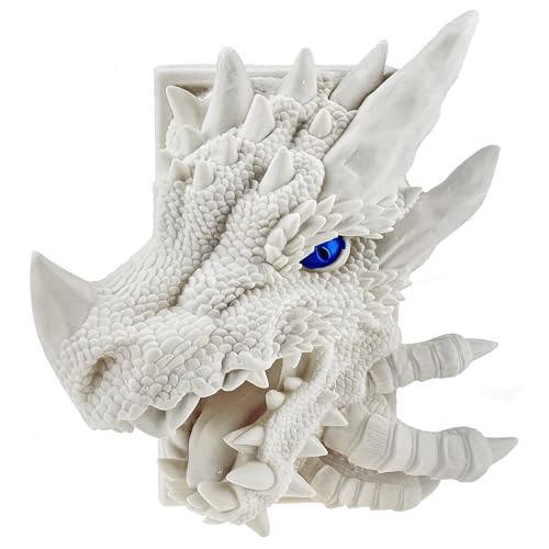 MAZERAN Dekorative 3D-Drachen-Buchstütze, Fantasy-Regal-Dekoration, Ecke, Vintage-Drachen-Buchstütze, mittelalterlicher böser Drachen-Buchstopper, Drachen-Bücherregal-Statue-Dekorationen