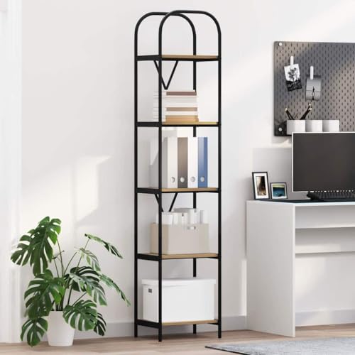 mtlskopl Artisan-Eiche Bücherregal 40 x 30 x 183 cm Slim Modernes Holzwerkstoff Standregal mit 5 großzügigen Ablagen Robust & Stilvoll für Living Room Bedroom Home Office