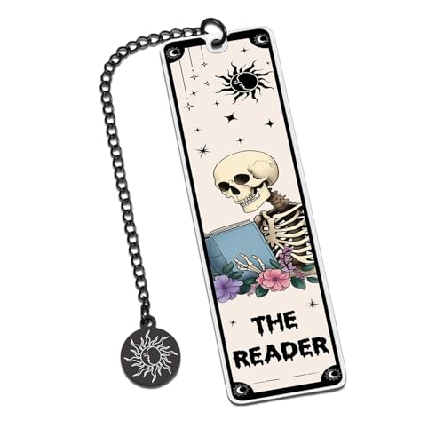 Lesezeichen zum Lesen, für Damen, Herren, dunkle Romantik-Bücher für Erwachsene, Buchgeschenke für Frauen, Halloween, Korbfüller für Damen, Herren, Skelett, Tarotkarten, Lesezeichen, Geburtstag