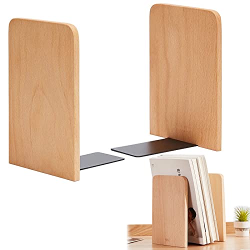 behone 2 Stück Holz Buchstützen Einfache Wood Buchstützen für RegaleHolz Buchstützen Handgefertigte Buchenholz Buchstützen Schwere Holz Buchstützen für Bücherständer 17 * 12 * 10.5cm