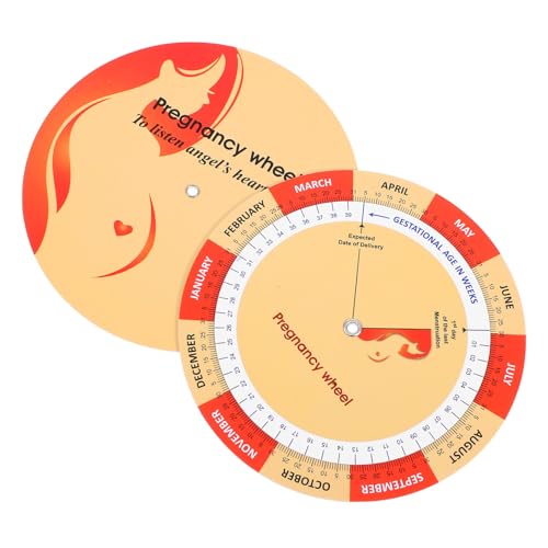 DEARMAMY 2 Stück Teiliges Schwangerschaftsrad mit Farbiger Papierdruck fötalentwicklungstabelle für Werdende Mütter Einfaches Tracking Praktisches Backup als Geschenk für Schwangere und