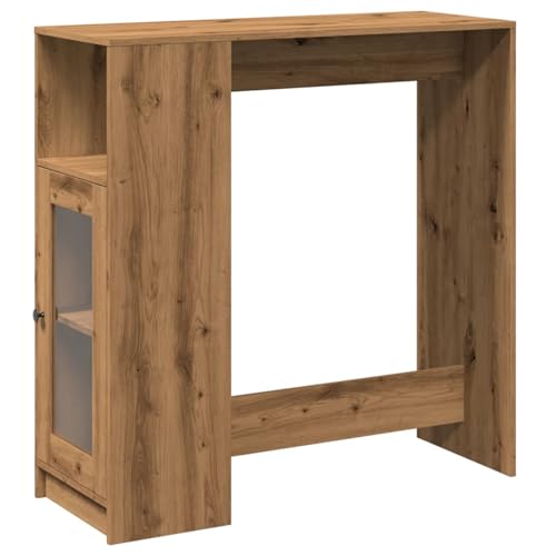 Gecheer Bartisch mit Regal Artisan-Eiche 101x40x103 5 cm Holzwerkstoff 3 Fächer für Wohnzimmer Küche Essbereich