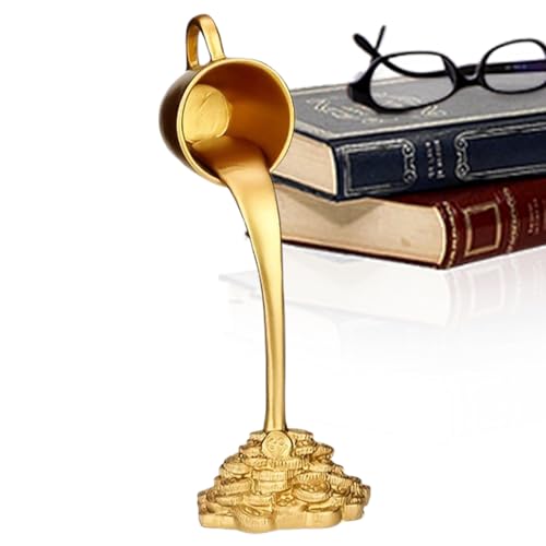 Schwimmende Gour Gold Coin Cup Ornament - Coffee Cup Skulptur, schwimmende Tasse | Harz gießen Spritzer Cafe Roman, lustige fließende Splashtisch Skulptur für Zuhause, Studio und Café