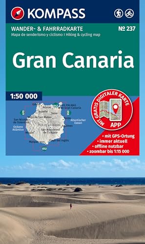 KOMPASS Wanderkarte 237 Gran Canaria 1:50.000: Wander- und Fahrradkarte in einem - inklusive Offline-Verwendung in der KOMPASS-App. Wander-& Radwege.