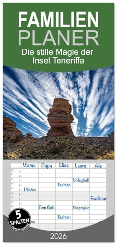Familienplaner 2026 - Die stille Magie der Insel Teneriffa mit 5 Spalten (Wandkalender, 21 cm x 45 cm), CALVENDO: Wundervolle Aufnahmen ... der Insel Teneriffa (CALVENDO Natur)