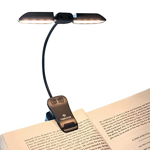 Vekkia Leselampe Buch Klemme, Buchlampe mit 14 LEDs，3 Farbmodi und 3 Helligkeitsstufen, 80 Stunden lange Laufzeit, USB Wiederaufladbare Klemmleuchte，für Nachtlektüre [Energieklasse A+++]