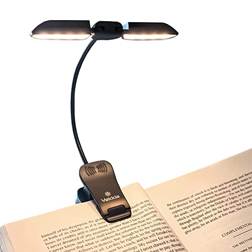 Vekkia Leselampe Buch Klemme, Buchlampe mit 14 LEDs,3 Farbmodi und 3 Helligkeitsstufen, 80 Stunden lange Laufzeit, USB Wiederaufladbare Klemmleuchte, für Nachtlektüre [Energieklasse A+++]