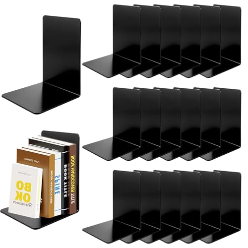 APACALI 20 Stück Buchstützen Schwarz, 17x12x11.8CM Buchstützen für Regale, strapazierfähige Buchständer zum Halten von Büchern, Bücherhalter für schwere Bücher, Zuhause, Büro