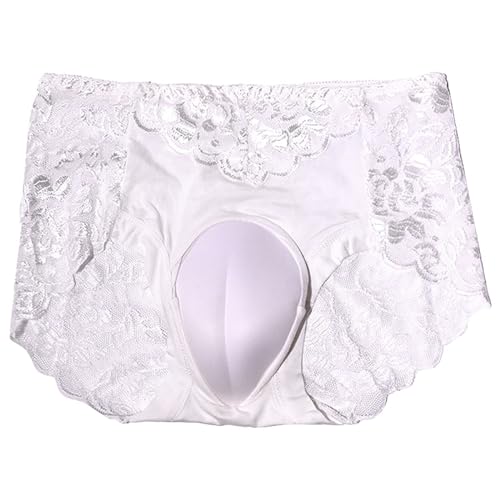 Herren String Tanga Sexy Durchsichtige Unterwäsche Spitze Unterhosen Erotisch Reizwäsche Sissy Dessous Gay Transparent Slips mit Rücken Cut-Outs Camel Toe Gaff Panty Crossdresser Transgender Höschen