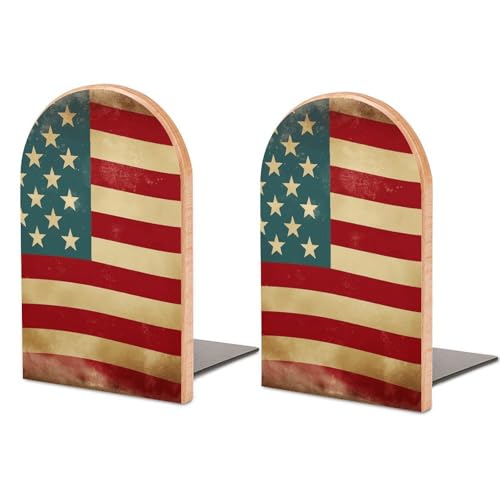 Buchstützen, dekorative Buchstützen für Regale, Vintage, amerikanische Flagge, 4. Juli, USA-Buchstützen zum Halten von Büchern, strapazierfähig für Zuhause und Büro