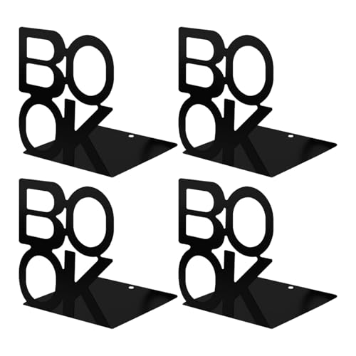 Lvjkes Buchstütze, 4 Stück Buchstützen Metall, Aushöhlen Buchstützen, Geeignet zum Lesenlernen, für die Schulbibliothek von Kindern und als Desktop-Speicher für das Heimbüro (Muster:Book)