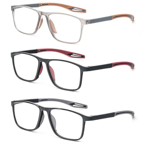 MMOWW 3er-pack Lesebrille Herren Damen Sportliches - Anti-blaue Ultraleicht TR90 Rahmen Computerbrille Arbeits Lesehilfe +2.0