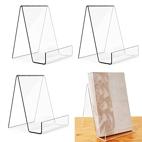 Demarsen 3PCS Acryl Buchständer Plexiglas Buchständer Klarer Acryl-Bücherständer A4 Buchstütze book stand Flyerständer für Büchern,Notebooks,Bilderalben,Bilderbücher