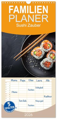 Familienplaner 2026 - Sushi Zauber mit 5 Spalten (Wandkalender, 21 cm x 45 cm), CALVENDO