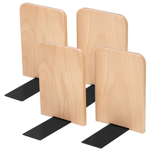 JIANTA Buchstützen Holz,4 Stück, 17 x 12 x 10,5 cm, L-Form Design mit Rutschfesten Füßen