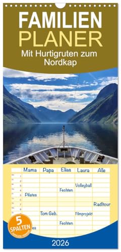 Familienplaner 2026 - Mit Hurtigruten zum Nordkap mit 5 Spalten (Wandkalender, 21 cm x 45 cm), CALVENDO: Eine Traumreise zum Nordkap mit MS Kong Harald (CALVENDO Orte)
