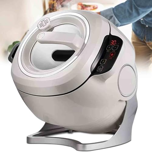 BOOZXCV Tragbarer automatischer Pfannenkocher, automatische Kochmaschine, automatische Drehung und Einstellbarer Touch-Panel-Herd mit 3 Geschwin