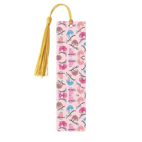 Holz-Lesezeichen mit Quasten, freches Faultier-Motiv, natürliche Basteletiketten, perfektes Geschenk für Frauen und Männer