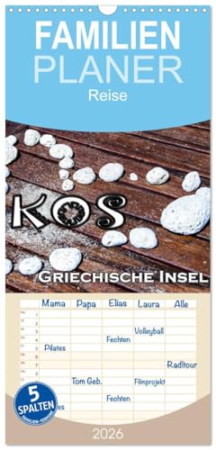 Familienplaner 2026 - Griechische Insel Kos mit 5 Spalten (Wandkalender, 21 cm x 45 cm), CALVENDO