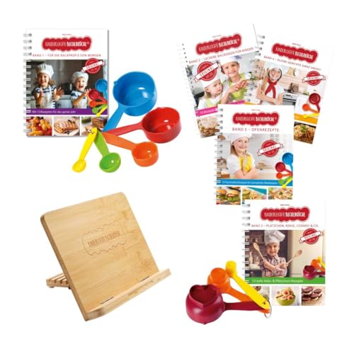 Kinderleichte Becherküche: Lieblingspaket – Band 1 bis 5 inkl. 5-teiliges Becherset & Buchständer, kinderleicht Backen und Kochen, Kinder Backbuch, Kochbuch ab 3 Jahren
