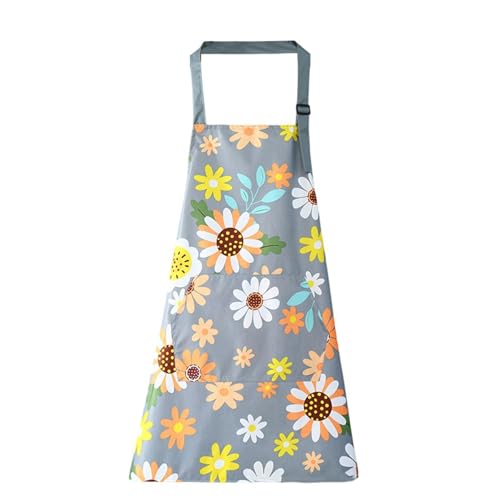 Generisch Schürze Damen,Kochschürze,Küchenschürze,Grillschürze,Weihnachtsschürze,Backschürze,Ölbeständig,Blumenmuster,Hängende Aprons Women für Koch,Catering und Großküchen(Gelb)