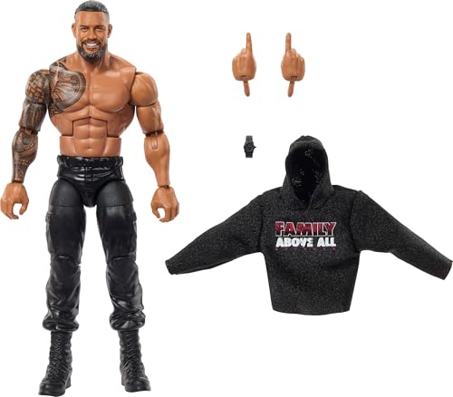 Mattel WWE Elite Actionfigur & Zubehör, Serie #117, 15,2 cm, Sammlerstück Roman Reigns mit 25 Artikulationspunkten & austauschbaren Händen