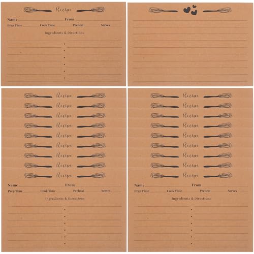 TOVINANNA 20 Stück Doppelseitige Küchen Rezeptkarten aus Kraftpapier Leere Diät und Notizkarten zum Selbstgestalten Kompakt für Zuhause Büro und Reisen