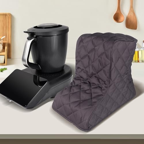 KochSync Exclusive Premium Staubschutz für Thermomix TM7 – Graue Wattierte Canvas-Hülle mit Rückenzip, Antibakteriell & Wasserdicht - Staubschutzabdeckung, Abdeckhaube, Staubhaube, tasche