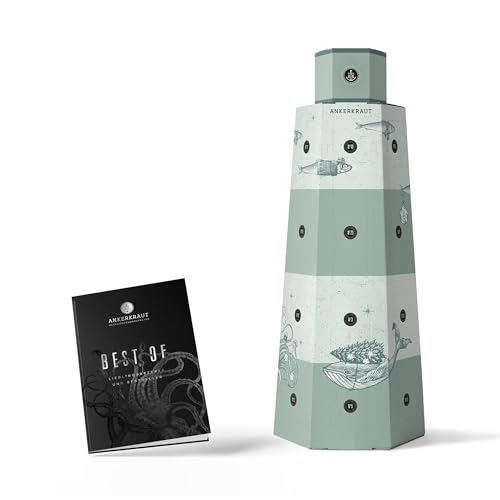Ankerkraut Best Of Adventskalender 2025, Lieblingssorten Kalender | 24 Gewürz-Überraschungen Inkl. Hardcover-Kochbuch | Gewürze als Geschenk für Frauen & Männer | Deko zu Hause mit Leuchtturm-Design