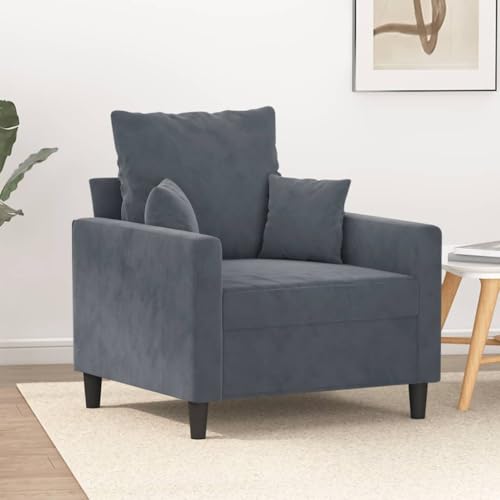 Fangmaliuyun Sessel Dunkelgrau 78x77x80 cm Samt Metallgestell kleines Sofa mit Armlehnen Modernes Design Bequemer Lesesessel für Wohnzimmer Schlafzimmer Büro