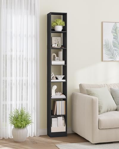 Hzuaneri Bücherregal, 7-Tier Bücherschrank, Würfelregal, Modernes offenes Regal aus Holz, Aufbewahrungsregale und Präsentationsregale für Wohnzimmer, Home Office, Schlafzimmer, Schwarz BC79704X