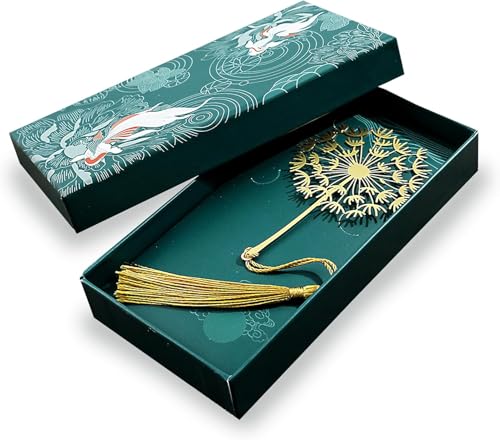 1 Stück Dandelion Metall Lesezeichen im Geschenkbox, Personalisierte Lesezeichen Ästhetische Metall Lesezeichens, Wasserdichte Lesezeichens für Bücherliebhaber, Ausgefallenes Geschenk für Buchliebhabe