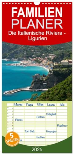 Familienplaner 2026 - Die Italienische Riviera - Ligurien mit 5 Spalten (Wandkalender, 21 cm x 45 cm), CALVENDO