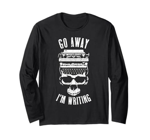 Go Away I'm Writing Halloween Writer Schreibmaschine Schädel Langarmshirt