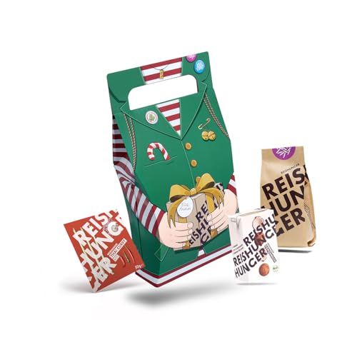 REISHUNGER 13-teilige Wichteltüte – Perfekt zu Weihnachten oder zum Nikolaus – Curry Geschenktüte inklusive 5 x 250ml Bio Kokosmilch, 200g Mango Chutney, 600g Jasmin Reis und weiteren Produkten