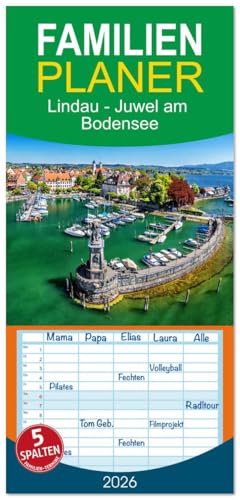 Familienplaner 2026 - Lindau - Juwel am Bodensee mit 5 Spalten (Wandkalender, 21 cm x 45 cm), CALVENDO: Willkommen in Lindau - wo Erholung und Entdeckung aufeinandertreffen (CALVENDO Orte)
