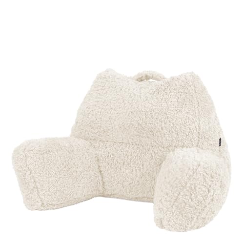Icon Teddybär Rückenlehne Lesekissen, Creme, Lesekissen Flauschig mit Sitzsack Füllung, Rückenstütze mit Tragegriff