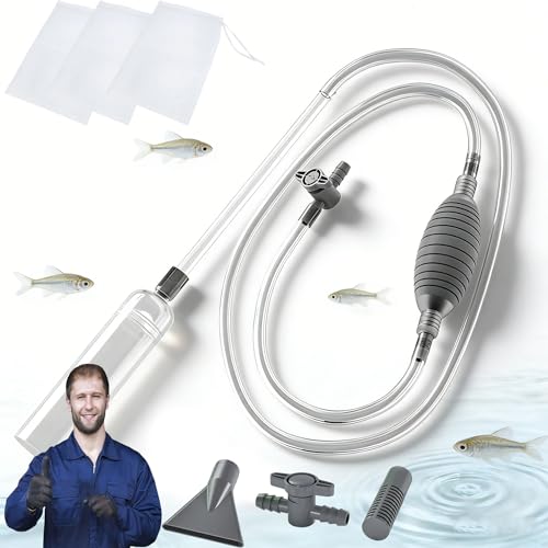 Jmwub Siphon-Bodenreiniger für Aquarien, Mulauger Aquarium – Kiesreiniger, Bodenreiniger & Wasserwechsel mit Pumpe & Schlauchventilms, Aquarium zubehör Für kleine & große Aquarien (Länge-2.6M)