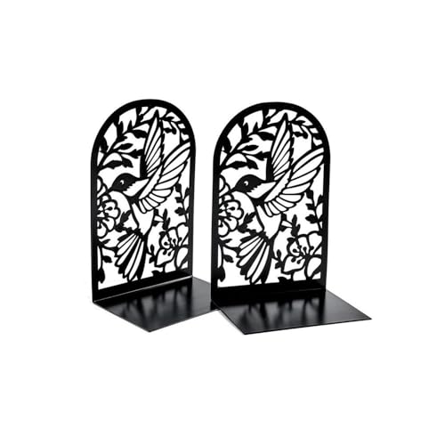 Schule Vogel aushöhlen Craft Buchstützen Metall Heavy Duty Desktop(Schwarz)