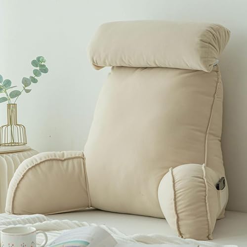 WINARA Lesekissen,Rückenlehne Kopfkissen,Bettruhe Kissen mit Armlehnen,Mit Waschbarem Bezug,Perfekt für Rückenunterstützung beim Lesen oder Fernsehen auf dem Bett Sofa