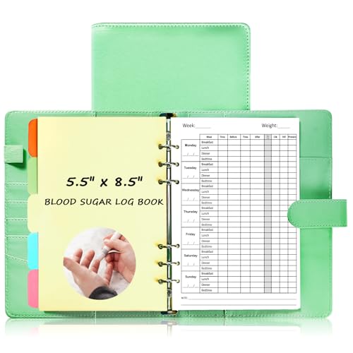 Diabetes-Logbuch, A5, tägliches Diabetiker-Glukose-Tagebuch, Blutzucker-Tagebuch, Loseblatt-Logbuch, Diabetes-Tracking-Tagebuch, Blutzuckeraufzeichnungsbuch, Selbsttest-Tagebuch für Diabetes, farbige