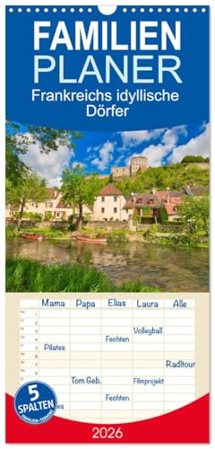 Familienplaner 2026 - Frankreichs idyllische Dörfer mit 5 Spalten (Wandkalender, 21 cm x 45 cm), CALVENDO