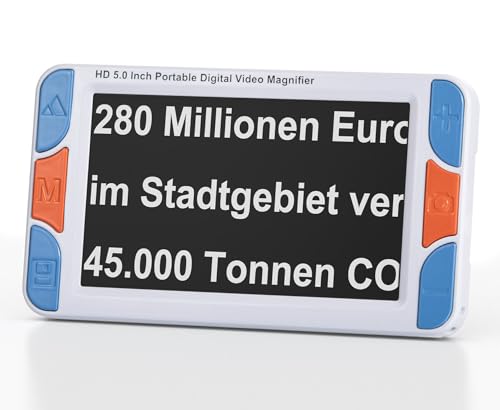 Tragbare 5 Zoll HD Digitale Lupe für Sehschwäche, Elektronische Leselupe | 3x-48x Digital Zoom | 26 Farbmodi & HDMI-Ausgang