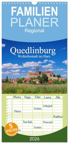 Familienplaner 2026 - Quedlinburg - Welterbestadt im Harz mit 5 Spalten (Wandkalender, 21 cm x 45 cm), CALVENDO